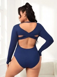 Gameset SHEIN Sport Plus Size Hollow Out Back Sports Bodysuit