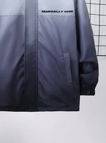 SHEIN Tween Boy 1pc Ombre Letter Graphic Raglan Sleeve Hooded Coat - Black - View 3