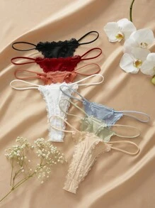 7 piezas Bragas con encaje en contraste - Multicolor - Ver 8