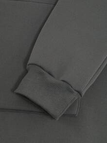 SHEIN Essnce 女性抽繩連帽衫帶愛心圖案 - 灰色 - 查看 4