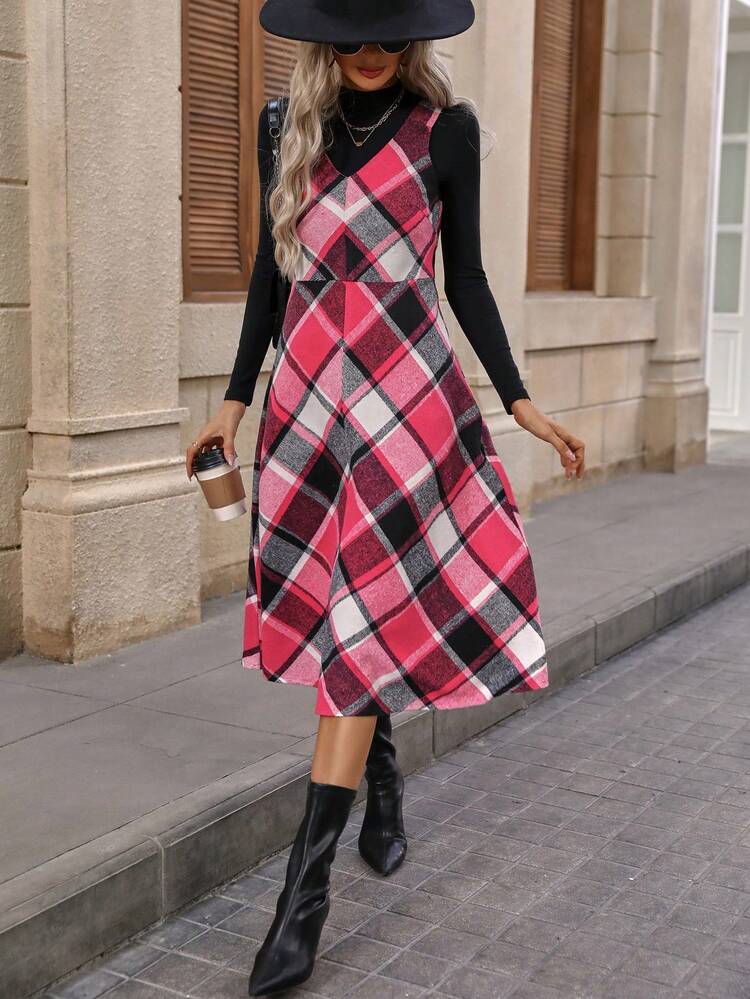 Women's Plaid Sleeveless Dress