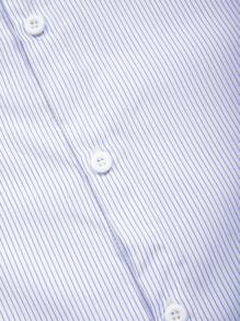 Manfinity Mode 男士条纹印花口袋贴布休闲长袖衬衫，适合送给男朋友的礼物，秋季 - 藍白色 - 查看 7