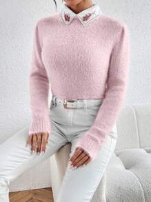 SHEIN Unity Của phụ nữ Áo len - Hồng - Xem 3