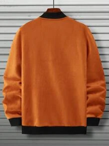 Manfinity Homme Nam Lỏng lẻo phù hợp Khối màu Áo khoác bóng chày Với dây kéo Khép kín - màu nâu - Xem 2