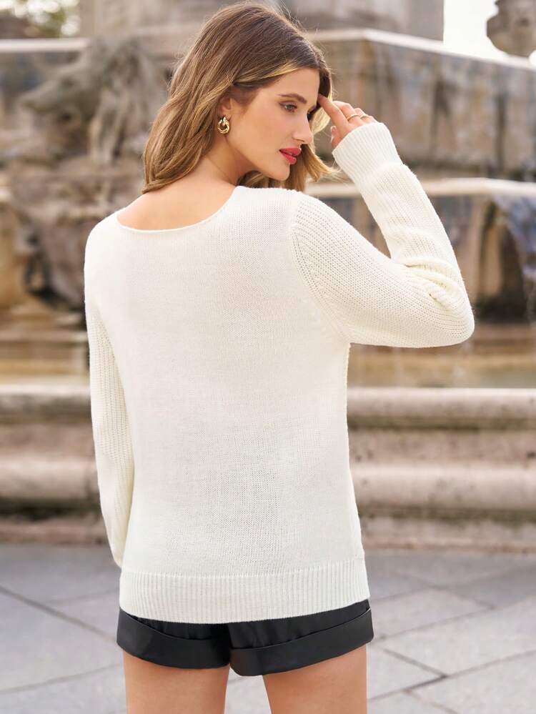 Cut Out Solid Sweater