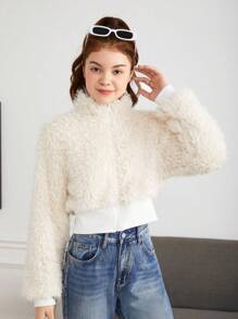 Teen Girl Zip Up Teddy Jacket