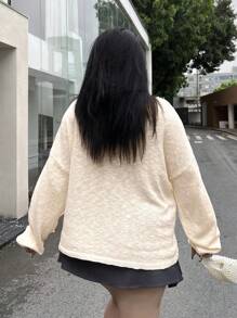 Dazy Petite Plus Suéter holgado de mujer talla grande, ropa de otoño - Albaricoque - Ver 2