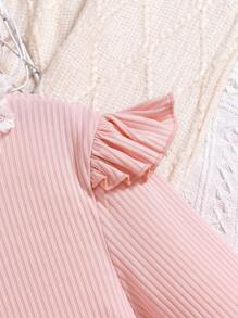 SHEIN Vestido De Tutú De Malla 3d Con Encaje Y Mangas De Mariposa Para Niñas - Rosa - Ver 3