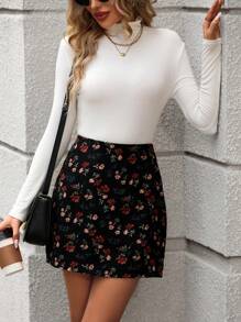 Breezaya Floral Printed Straight Skirt