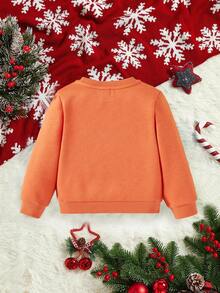 Baby Boy Christmas Print Sweatshirt - Orange - View 2