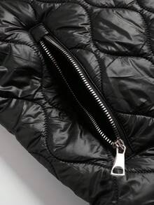 Astrid Áo khoác đệm cỡ lớn có túi chéo, vải tương phản và khóa kéo - màu đen - Xem 7