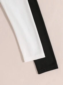 SHEIN Vintaside Kids 女大童2入組素色小高領T恤