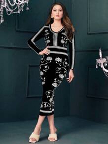 Modelyn Mô hình hoa Đầm Áo len - màu đen - Xem 1