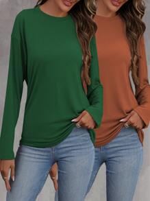 SHEIN LUNE 2pcs Solid Drop Shoulder Tee