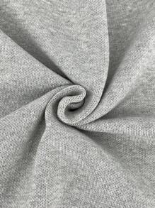 SHEIN Unity Có khóa kéo Thả vai Áo len Mở Với Sừng & Ngôi sao Huy hiệu Chi tiết - Xám - Xem 7