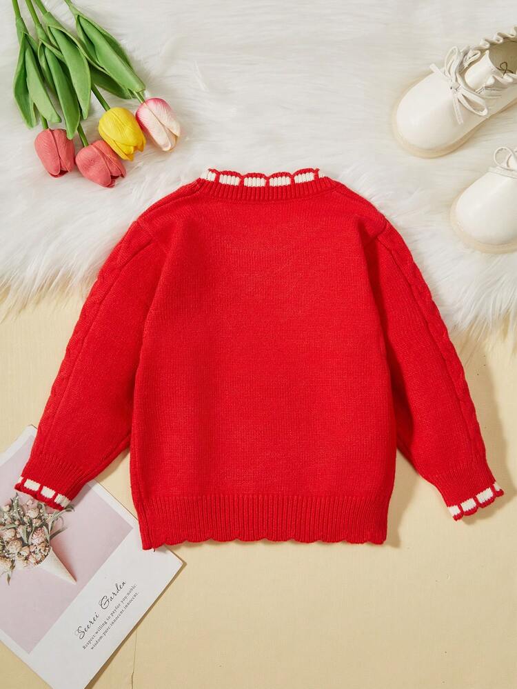 Baby Girls' Sweater With Bow Decoration