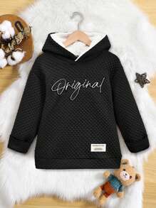SHEIN Áo nỉ phong cách đơn giản màu đen của Tween Girls - màu đen - Xem 1