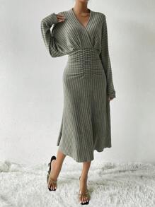 Chiquease Batwing Sleeve Bodycon Dress - Green - View 4