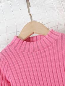 SHEIN Cô Gái Trẻ Cổ giả 	
Fuzzy Cổ tay áo Đầm - Hồng - Xem 6