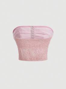 SHEIN MOD Women'S Frill Trim Bandeau Top - Pink - View 2