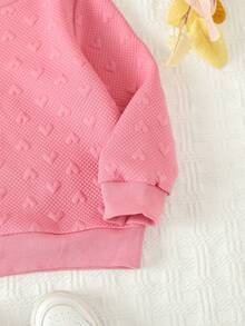 SHEIN 兒童秋季長袖女童圓領運動衫 - 新款休閒兒童服裝 - 玫紅色 - 查看 4