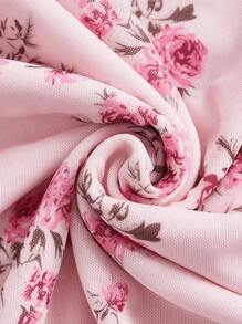 SHEIN MOD Floral Print Asymmetrical Neck Ruffle Hem Dress - Pink - View 3