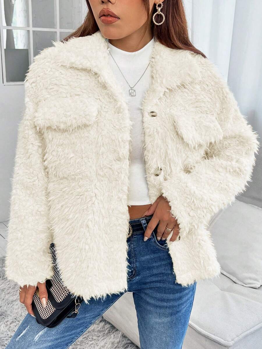 SHEIN PETITE Túi có nắp Thả vai áo - trắng - Xem 1