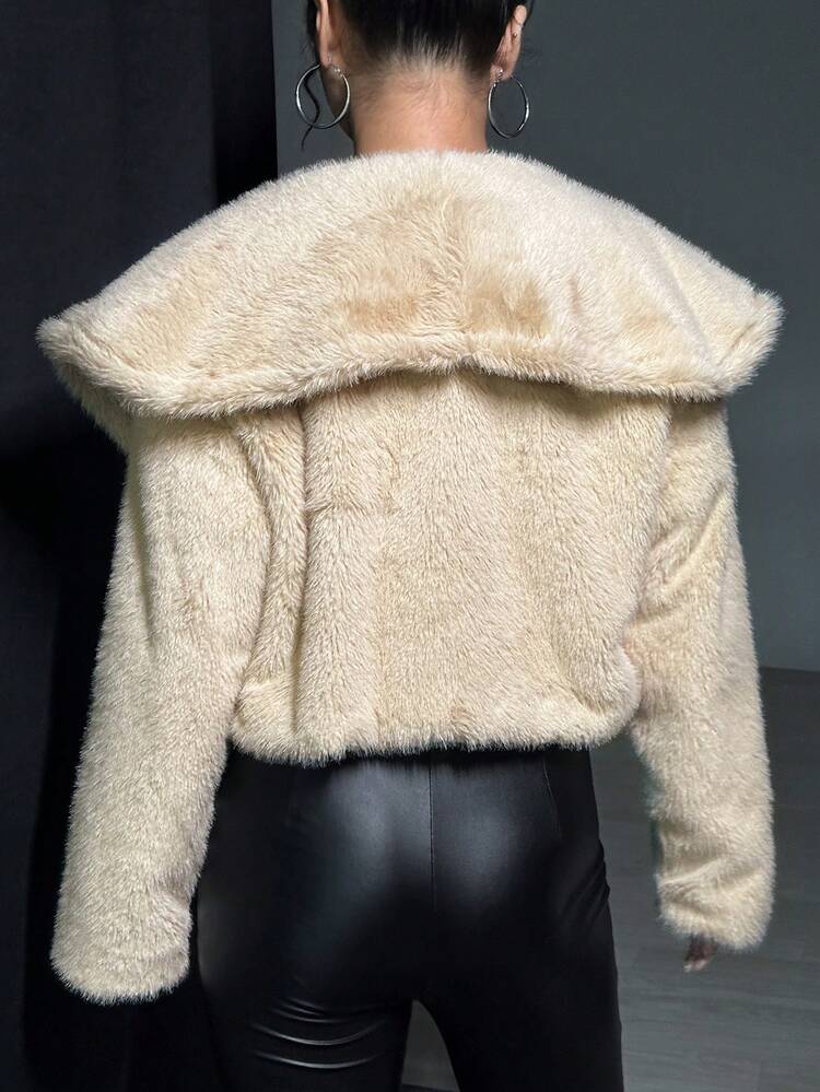 Waterfall Collar Crop Fuzzy Jacket