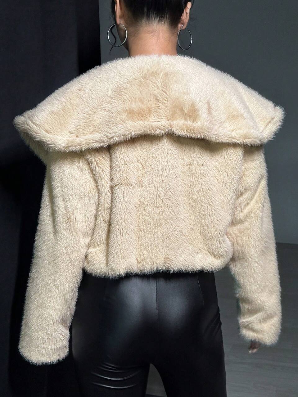 Waterfall Collar Crop Fuzzy Jacket