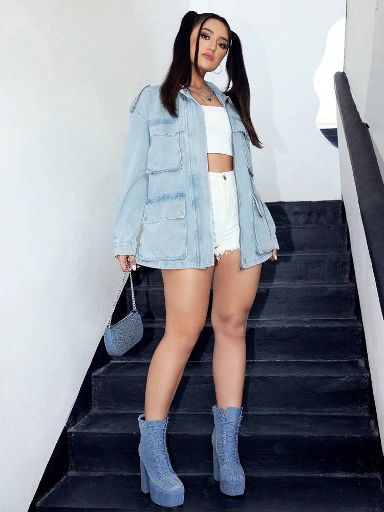 Women'S Drop Shoulder Denim Jacket