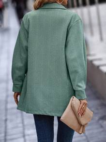 SHEIN LUNE Women's Herringbone Single-Breasted Woolen Coat Fall Cloth For Women