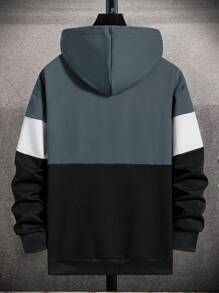 Manfinity Homme Men's Hooded Sweatshirt With Letter Printing And Contrast Color Drawstring - Grey - View 2
