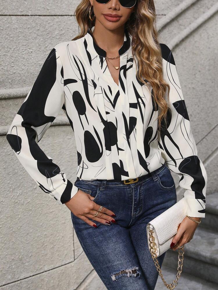 Women's Printed Notch Neckline Shirt
