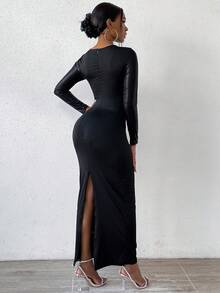 SHEIN Slayr Ladies' Hollow Out Bodycon Dress - Black - View 2