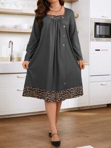 Calvaya 撞色豹紋羈扣細節連身裙 - 彩色 - 查看 1