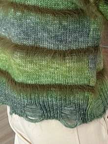 Green Striped Sweater For Autumn/Winter - Green - View 4