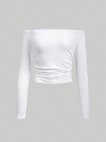SHEIN Unity 露肩褶邊t恤 - 彩色 - 查看 3