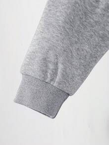 SHEIN EZwear 大尺碼女款南瓜信件印花運動衫 - 淺灰色 - 查看 4