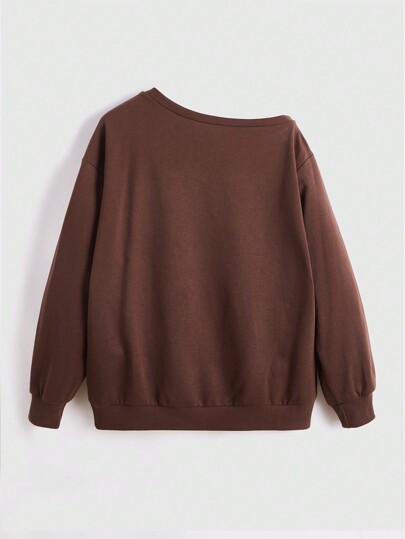 Fairycore Sweatshirt oversize à imprimé étoiles et vignes asymétrique aux épaules