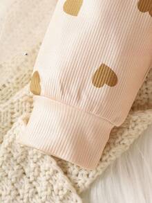 Enterizo De Corazones Para Bebé Niña Con Volantes Decorativos - Albaricoque - Ver 3