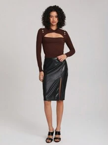 ILARIA ARGIOLAS Designer Cut Out Front Button Detail Sweater, For Holiday, Vacation, Festival, Ibiza Fits