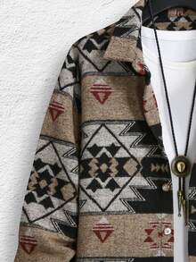 Manfinity Homme Casual Loose Fit Men's Geo Printed Overcoat (T-Shirt Not Included) - Grey - View 3