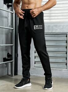 Manfinity Sport Corelite Quần thể thao nam thiết kế dây rút có in chữ Boyfriend Style - màu đen - Xem 3
