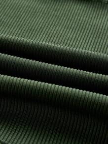 ROMWE Hippie Hình in mặt trời & mặt trăng Sọc Cami ngọn - xanh quân đội - Xem 3