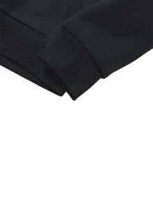 Manfinity 男士標語印花帽衫和汗褲兩件套裝 - 黑色 - 查看 3