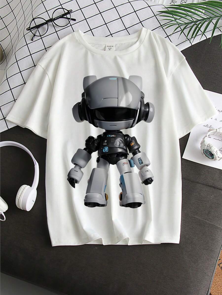 Con trai Giải trí Ngắn tay Vòng cổ Áo thun Với Mẫu giáng sinh , Thích hợp Cho mùa hè - trắng - Xem 1