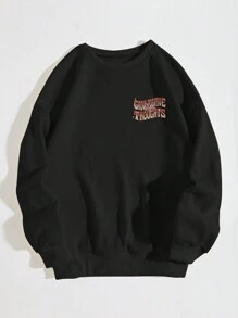 SHEIN EZwear 蘑菇圖案運動衫 - 黑色 - 查看 2