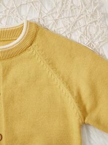 男寶寶熊圖案鈕扣針織羊毛衫,瑞士袖 - 黃色 - 查看 3