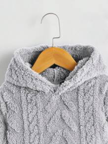 SHEIN 男童纯色泰迪熊卫衣 - 灰色 - 查看 4