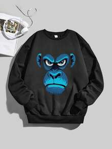 Teen Boy Cartoon Graphic Sweatshirt - Black - View 1